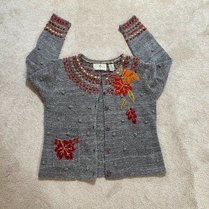 Vintage Design Options Philip & Jane Gordon Women Button Sweater L Fall Leaf
